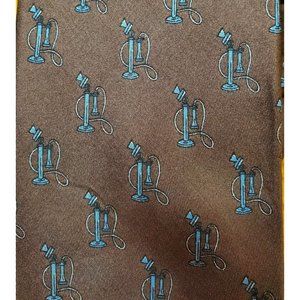 VINTAGE LEO CERRUTI ~ " ANTIQUE PHONES " ~ MENS SILK DRESS SHIRT SUIT TIE ~ 55"